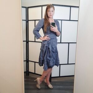 Bodil Linen Boho Ruffle Dress S